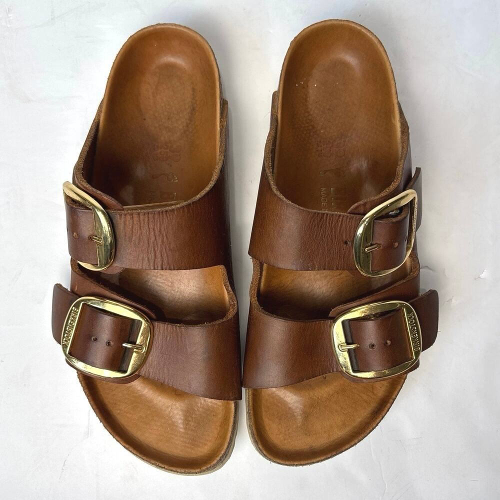 Birkenstock Arizona Big Buckle Oiled Leather Sandal Size EU39 US M6/W8 Cognac - Picture 4 of 8